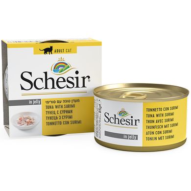 Schesir Cat Tuna Surimi (Тунец с сурими) Натуральные консервы для кошек, банка 85 г 85 грамм