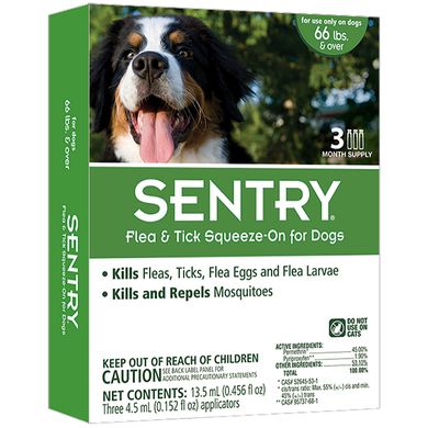 Sentry капли от блох, клещей и комаров для собак весом более 30 кг (4,5 мл) 1 пипетка