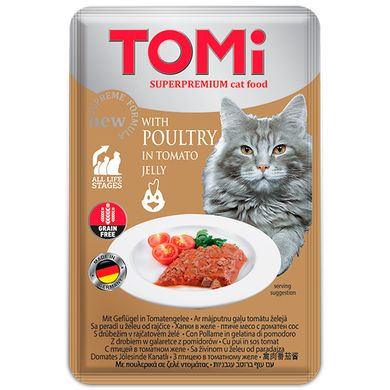 TOMi Cat Poultry in tomato jelly Влажный корм с птицей в томатном желе для взрослых кошек