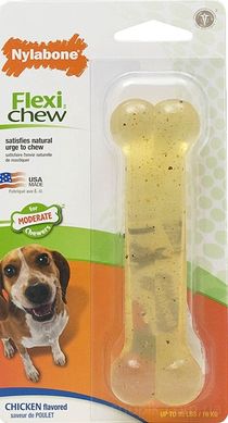 Nylabone Flexi Chew Жевательная игрушка кость для собак с умеренным стилем грызения, вкус курицы PETITE 9.5 см