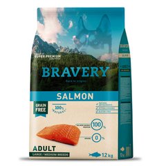 BRAVERY Salmon Large/Medium Adult,сухий корм для дор.собак cередніх та великих порід,з лососем 12kg (315)