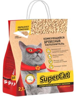 Super Cat Древесный комкующийся 2.1 кг
