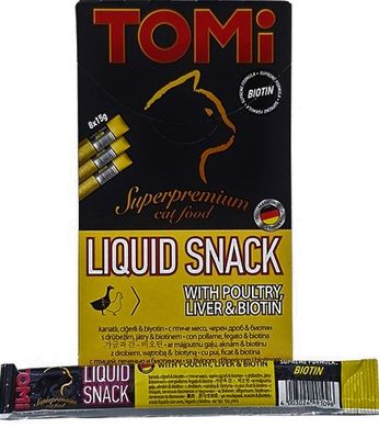 TOMi Liquid Snack Poultry, Liver&Biotin Рідкі ласощі з птахом для котів
