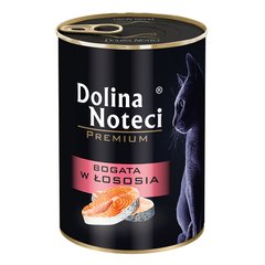 Корм конс.Dolina Noteci Premium для котів, м'ясні шматочки в соусі з лососем,400 гр (12 шт/уп)
