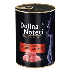 Корм конс.Dolina Noteci Premium для котів, м'ясні шматочки в соусі з телятиною,400 гр (12 шт/уп)