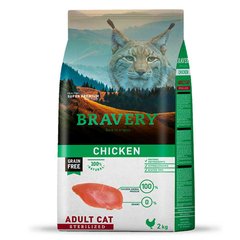 BRAVERY Chicken Adult Cat Sterilized, корм для дор. котів стерилізованих , з куркою 2kg