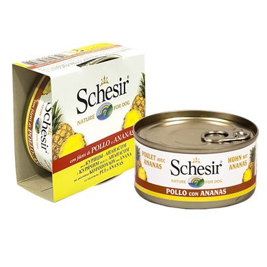 Schesir Chicken Pineapple (курка з ананасом) Натуральні консерви для собак, банку 150 г.