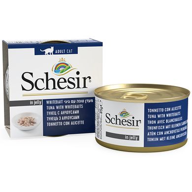 Schesir Tuna Whitebait (Тунец с мальками) Натуральные консервы для кошек, банка 85 г 85 грамм