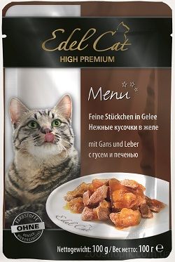 Edel Cat Кусочки с гусем и печенью в желе для кошек 100 грамм