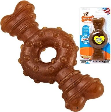 Nylabone Puppy Chew Ring Bone Жувальна іграшка зі смаком курки для цуценят XS для собак до 7 кг.