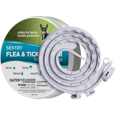 SENTRY Flea&Tick Small Ошейник от блох и клещей для собак малых пород, 6 месяцев защиты, 36 см, 2 шт