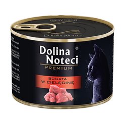 Корм конс.Dolina Noteci Premium для котів, м'ясні шматочки в соусі з телятиною,185 гр (12 шт/уп)