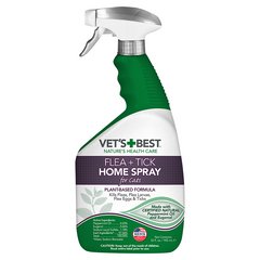 Vet's Best Flea +Tick Home Spray For Cats Универс спрей от блох и клещей для кошек и дома 945мл vb10526