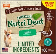 Nylabone Nutri Dent Natural Натуральні жувальні ласощі з яловичиною для чищення зубів для собак S, 64 шт/уп