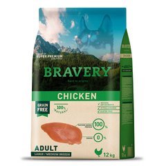 BRAVERY Chicken Adult Large/Medium,сухий корм для дор.собак середніх та великих порід, з куркою 4kg
