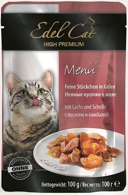 Edel Cat Кусочки с лососем и камбалой в желе для кошек 100 грамм