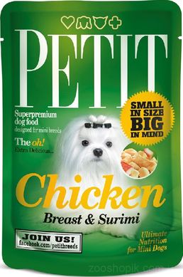 Petit Chicken Breast & Surimi Консерва з курячим філе та рибою, пауч 80 г.