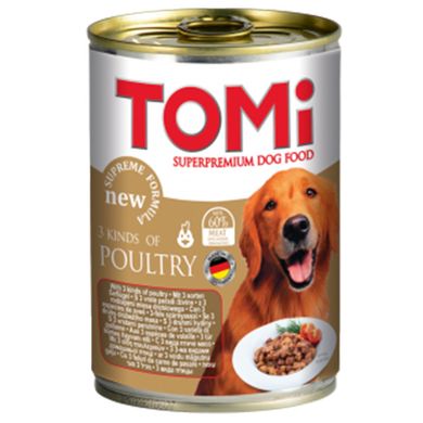 TOMi Dog 3 kinds of poultry, 3 види птиці, консерви для собак 400 гр