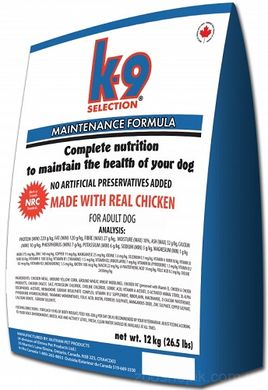 K9 Selection Maintenance Small Breed Formula Сухой корм для собак 12 кг