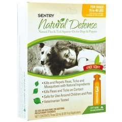 Sentry Natural Defense краплі від бліх, кліщів та комарів для собак та цуценят вагою від 7 до 18 кг. 1 шт.