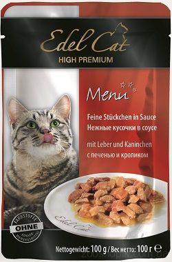 Edel Cat Шматочки з печінкою та кроликом у соусі для котів 100 гр