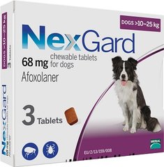 NexGard Таблетки від бліх та кліщів для собак вагою від 10 до 25 кг 1 таблетка