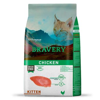 BRAVERY Chicken Cat Kitten, сухий корм для кошенят, з куркою 600 гр