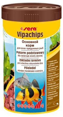 Sera Vipachips Основной корм для всех придонных рыб, 100 мл.