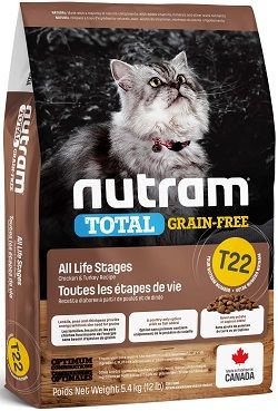 Nutram T22 Total Grain-Free Turkey & Chiken Cat Food 340 гр