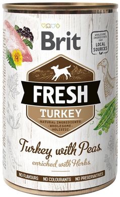 Brit Fresh Dog Консерви з індичкою та горошком 400 гр