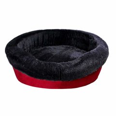 Лежак для тварини DONAT ,круглий з м'якими бортиками (червон/чорний) 65 см, 15 кг M