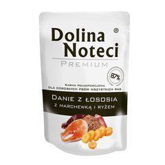 Пауч Dolina Noteci Premium Danie для дорослих собак усіх порід ,лосось з морквою та рисом,100 гр(10 шт/уп)