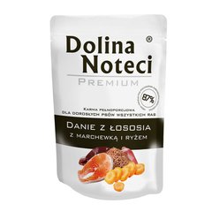Пауч Dolina Noteci Premium Danie для дорослих собак усіх порід ,лосось з морквою та рисом,300 гр(10 шт/уп)