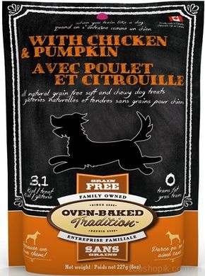 Oven-Baked Tradition Chicken & Pumpkin Ласощі з куркою та гарбузом для дорослих собак 227 гр