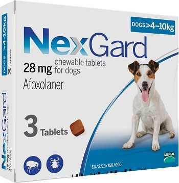 NexGard Таблетки від бліх та кліщів для собак вагою від 4 до 10 кг 1 таблетка