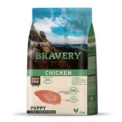 BRAVERY Chicken Puppy Large/Medium,сухий корм для цуценят cередніх та великих порід,з куркою 4kg