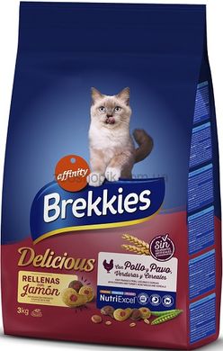 Brekkies Cat Delice Meat Сухий корм для котів з куркою 0,9 кг