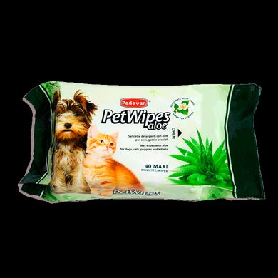 Padovan Pet Wipes Aloe влажные салфетки с алоэ вера и ароматом зеленого чая для собак и кошек (PP00462)