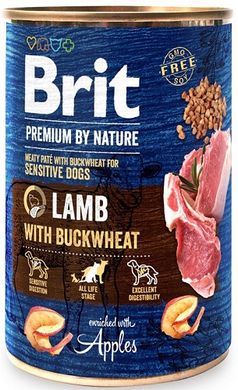 Brit Premium Dog by Nature с ягненком и гречкой 400 грамм