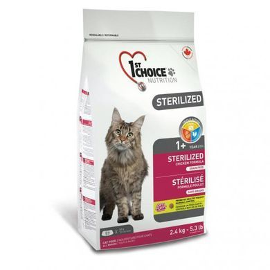 1st Choice Sterilized для стерилизованных котов и кастрированных кошек 2.4 кг