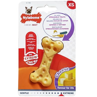 Nylabone Extreme Chew Cheese Bone Жевательная игрушка со вкусом сыра S для собак до 11 кг.