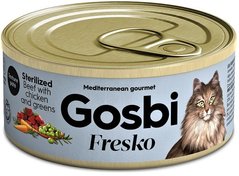 Gosbi Fresko Cat Sterilized Beef, chicken & greens Консерва с говядиной, курицей и зеленью 70 грамм