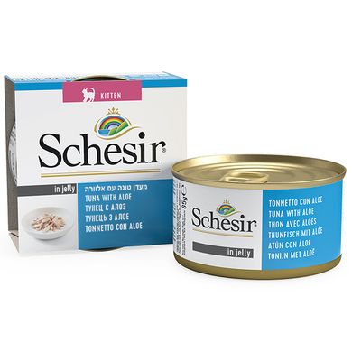 Schesir Tuna Aloe Kitten (Тунец с алое) Натуральные консервы для котят, банка 85 г 85 грамм