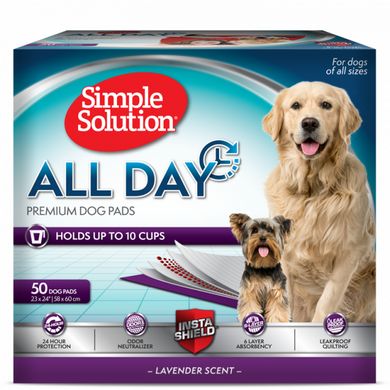 Simple Solution All Day Premium Dog Pads гигиенич пеленки для собак с ароматом лаванды 58 x 61 см 50шт ss10242