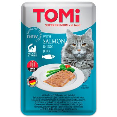 TOMi Cat Salmon in egg jelly Влажный корм с лососем в яичном желе для взрослых кошек