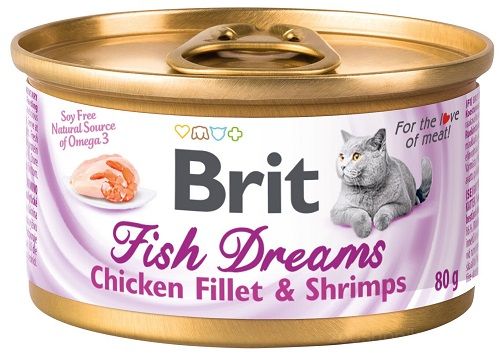 Brit Fish Dreams Cat Консервы с куриным филе и креветками 80 грамм