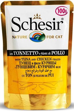Schesir Tuna Chicken (Тунець з куркою) Натуральні консерви для котів, пауч 100 г
