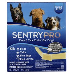 SentryPro нашийник для собак від бліх, кліщів, яєць та личинок бліх, 6 місяців захисту