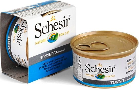 Schesir Tuna Natural Style (Тунец в собственном соку) Натуральные консервы для кошек, банка 85 г 85 грамм