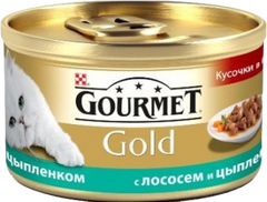 Gourmet Gold Кусочки в подливке с лососем и цыпленком
